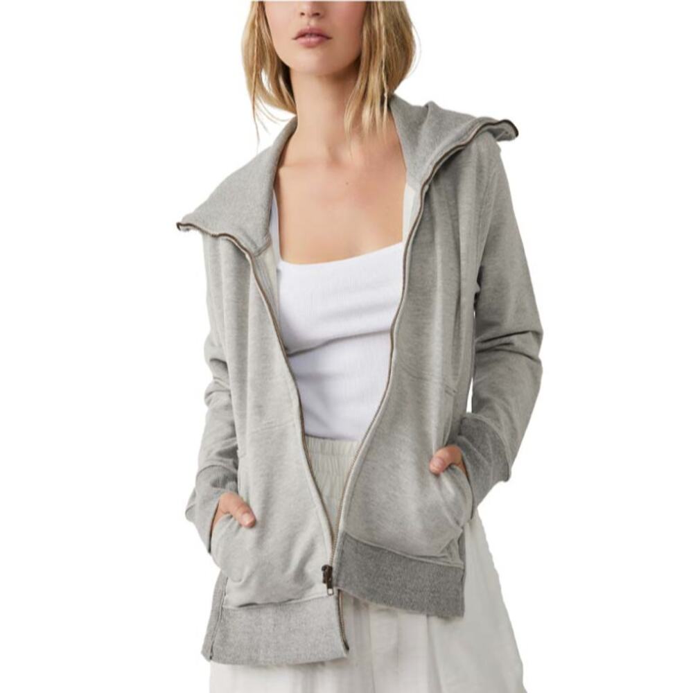 Free People Gray Zip-Up Jacket